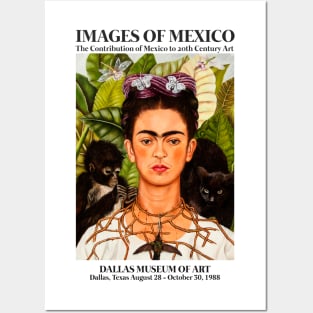 Frida Kahlo Exhibition Art Poster - "Self-Portrait with Thorn Necklace and Hummingbird" 1988 Posters and Art